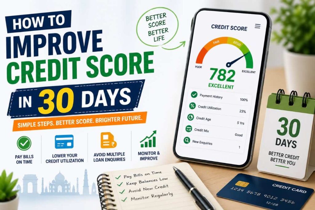 how to improve credit score in 30 days in India
